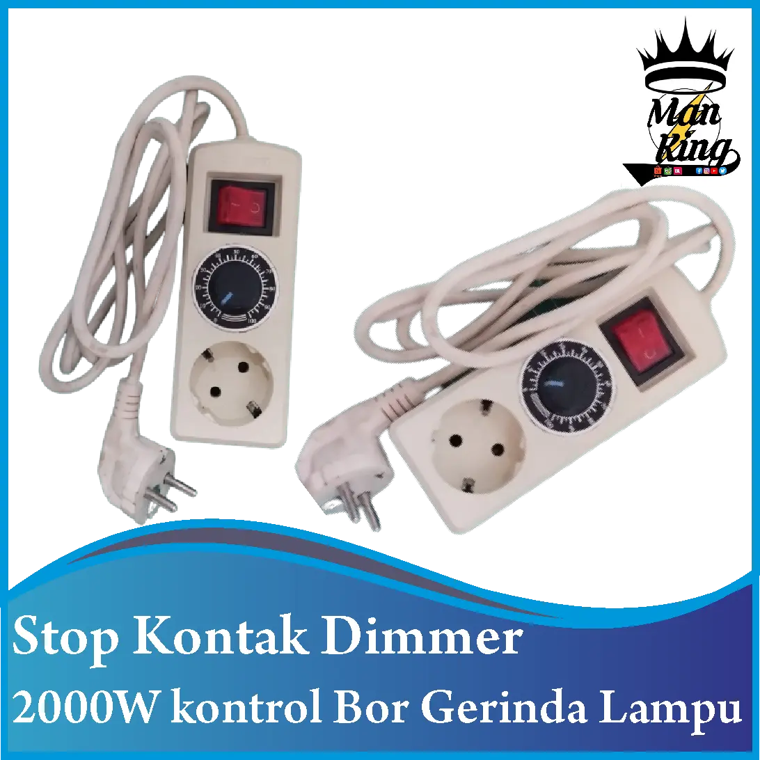 Stop Kontak Dimmer 2000W Kontrol bor gerinda lampu DIY 1 lubang 1.5m kabel