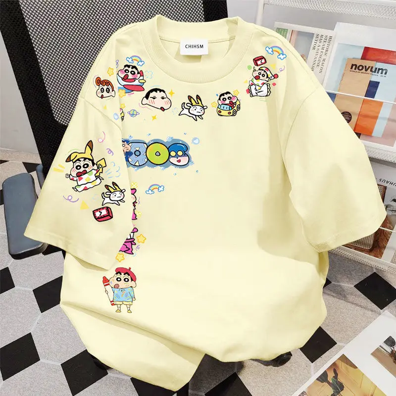 Áo Thun ngắn Tay 100% Cotton, Quần Áo Bán Chạy, Dành Cho Nam Và Nữ, Hàng Mới Về Mùa Hè, In Hình Shin-chan Bút Chì Màu Thiết Kế Đẹp, Áo Đôi Cao Cấp, Hợp Xu hướng, Năm 2025 Menswear Cổ Tròn 4
