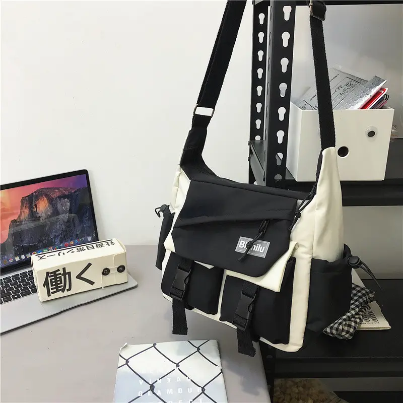 【COD】Tas travel untuk pria dan wanita/tas bahu/tas kanvas/unisex/tas kasual/tas fashion Korea berkapasitas besar/tas bahu impor/temperamen kasual/tas kasual pasangan/2 gaya untuk dipilih 6