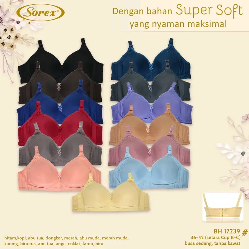 Sorex 17239 Bh Tanpa Kawat Cup Besar Setara B-C Super Soft Basic Bra Wanita Busa Tipis 6