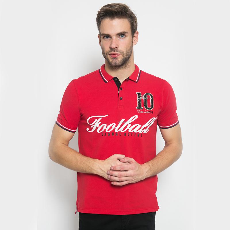 Johnwin - Slim Fit - Polo - Football - Merah - ATS.625.M255.01.C-S/S - Free Keychain 0