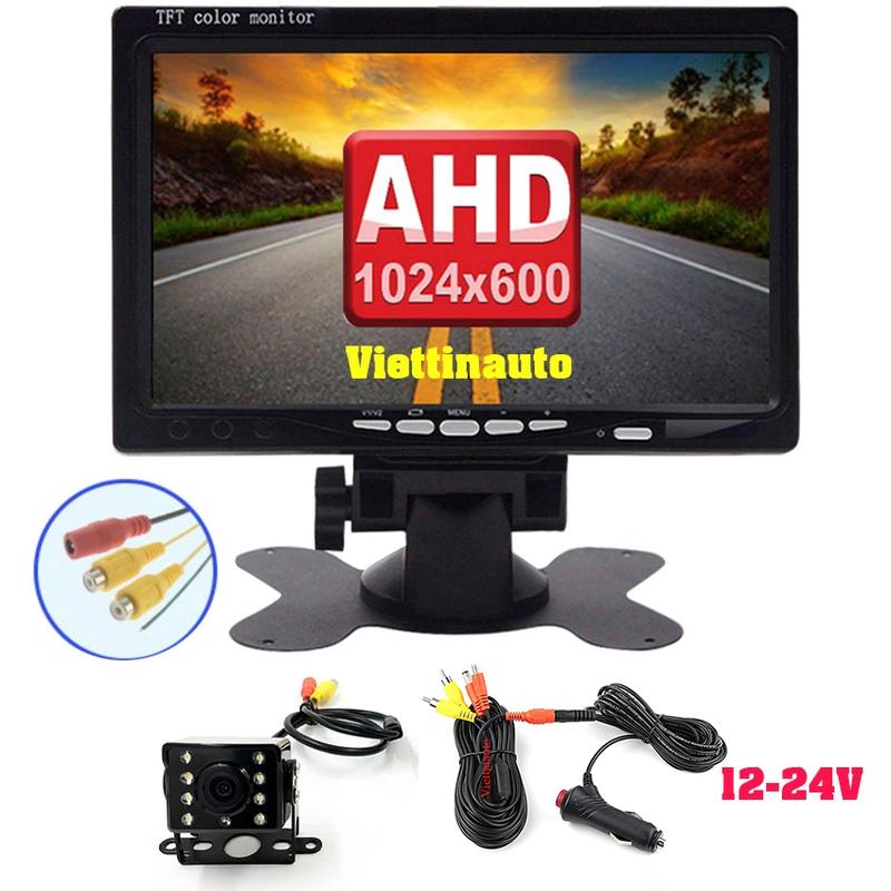 Màn hình và camera lùi xe tải AHD, Camera lùi xe tải 12V-24V  kèm tẩu nguồn