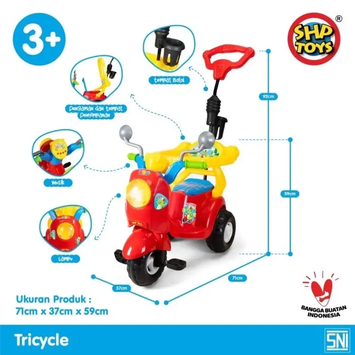 MORI 702 SHP702 SHP609 F103 F-103 ride on NEW baru mainan anak sepeda roda tiga dorongan SHP 609 0
