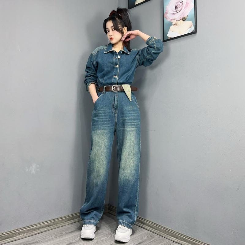 Set Jumpsuit Jean Áo Dài Mix Quần Suông #S1 Nữ Women