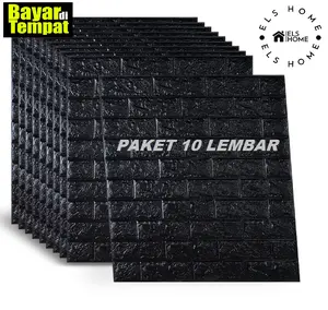 PAKET 10 LEMBAR -Wallpaper dinding 3D Foam Batu Bata Motif Timbul Stiker Dinding Anti Air 70x38