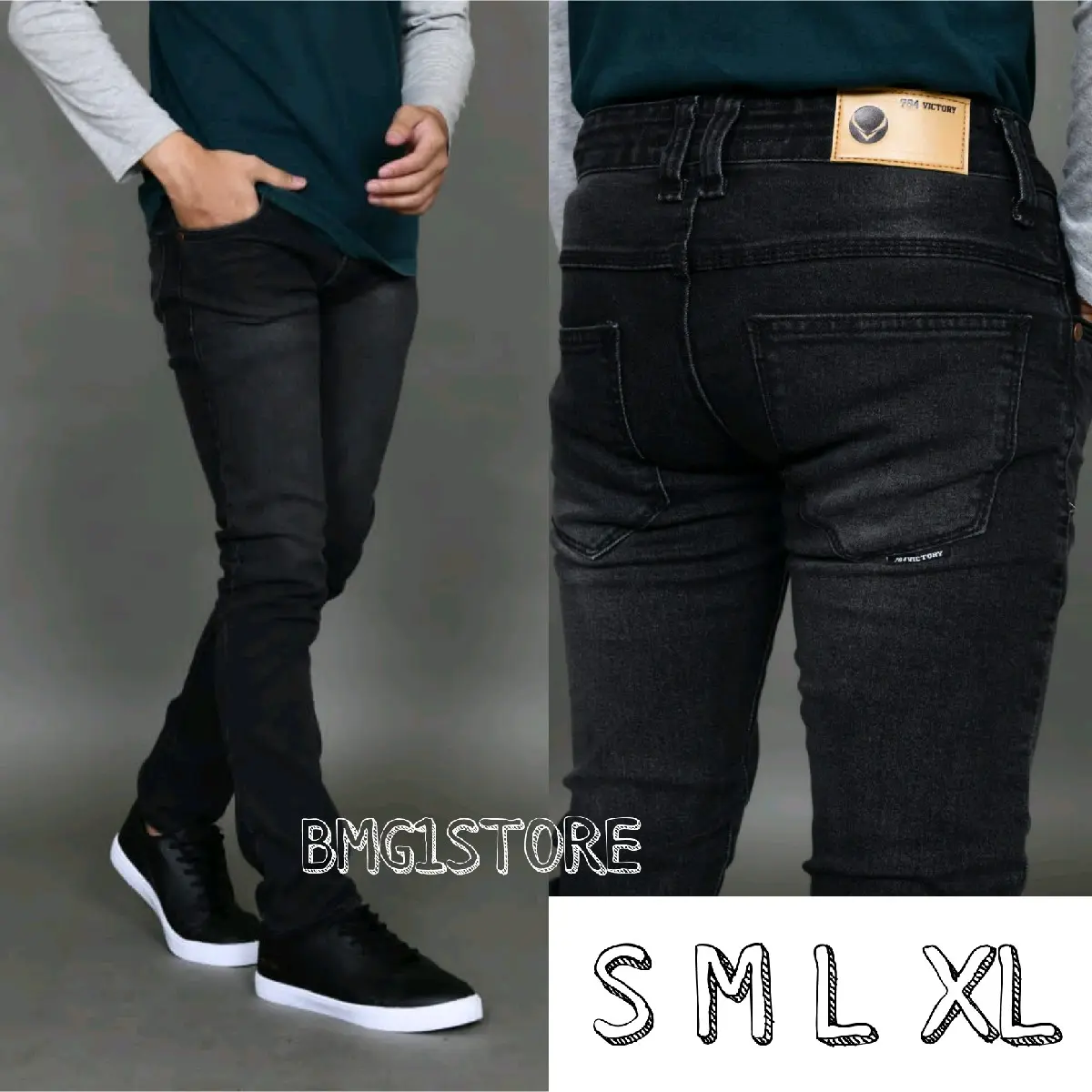 CELANA JEANS PRIA SLIMFIT/CELANA JEANS PANJANG ORIGINAL/JEANS PRIA BAHAN MELAR Nyaman Tebal Lembut Pensil Hitam Skinny