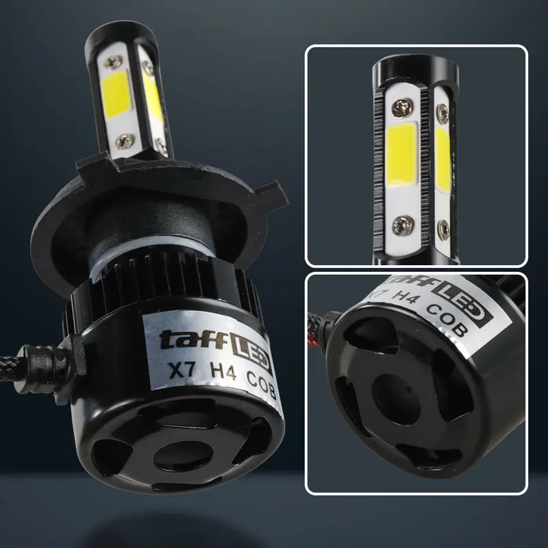 Lampu Depan Mobil LED COB Headlight H4 Cool White 2 PCS 3