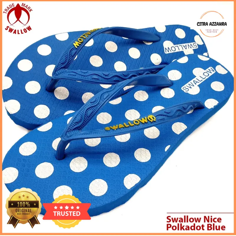 Swallow NICE Polkadot - Sandal Japit Wanita Original Swallow - Sendal Jepit Cewek Swalow Polcadot [SWLTRAD 01 B] Black Karet Pink 5