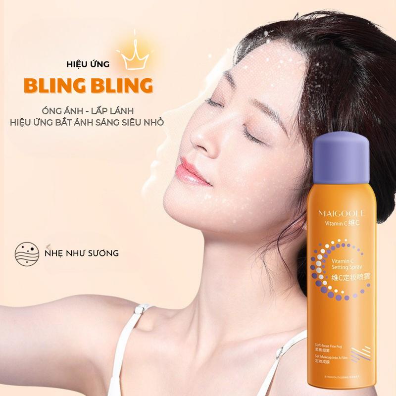 Xịt Khóa Nền Makeup Maigoole bigsize 150ml Tinh Chất Vitamin C Khoá Trang Điểm 16h Kiềm Dầu Tạo Nhũ Óng Ánh 2