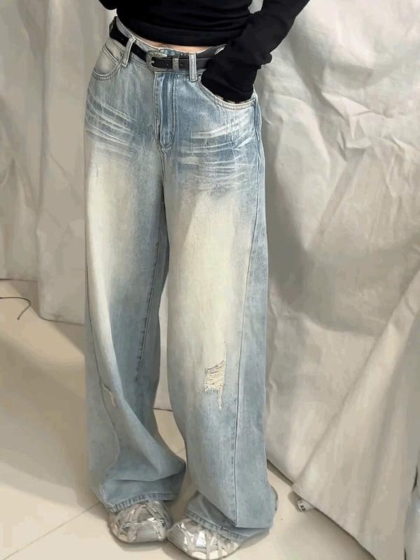 (QB539) Quần jean suông loang màu vệt túi MAIDO TRENDY quần ống đứng nữ