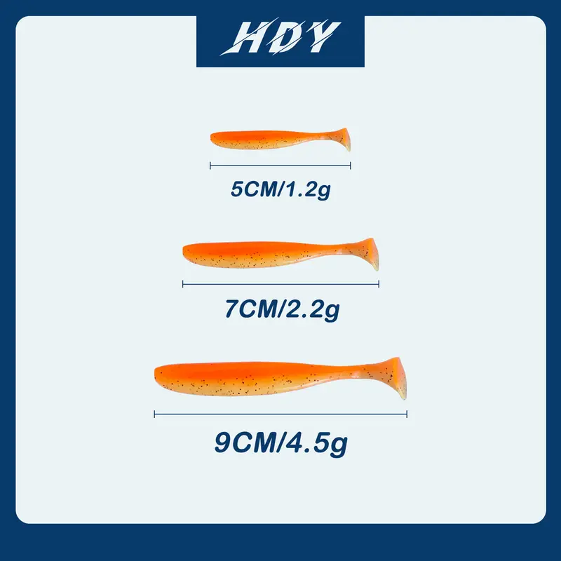 1 Pack HDY Umpan Pancing Soft Lure Soft Bait T Tail 5cm 7cm 9cm 10 Warna Tidak Bisa Menyala 1