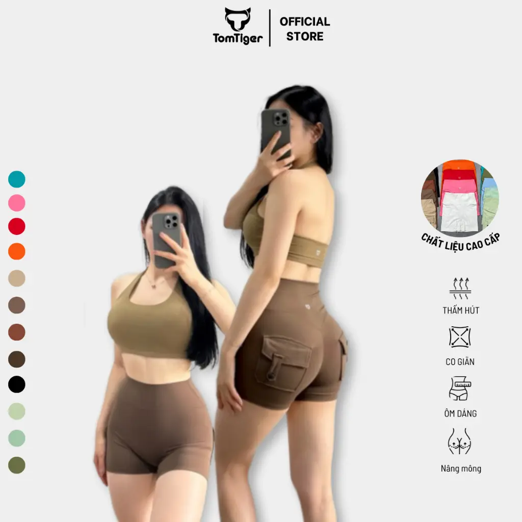 Quần short sport tập gym tập yoga cho nữ TOMTIGER BOX mềm min, co giãn 4 chiều