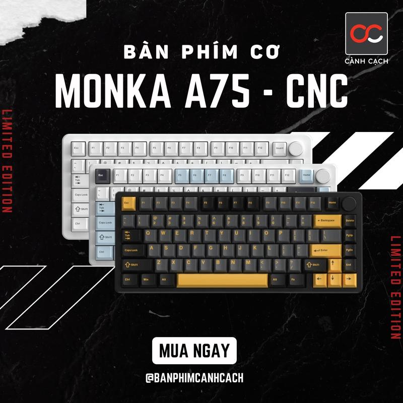 BÀN PHÍM CƠ CNC MONKA A75 - LED RGB - NÚM XOAY KIM LOẠI