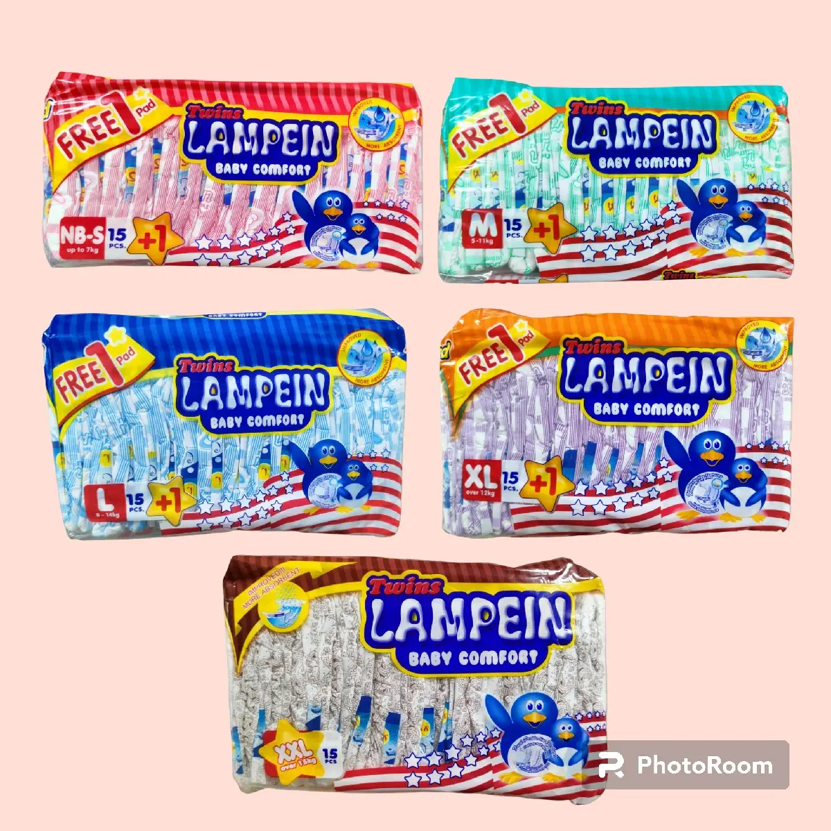 Twins Lampein Baby Comport Diaper x15 lampien