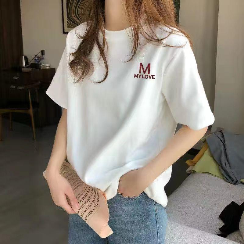 Product Introduction of 2024 Summer New Women's Short Sleeve T-shirt Female Students Korean Style Loose plus Size White T-shirt Top Bottoming Shirt 3