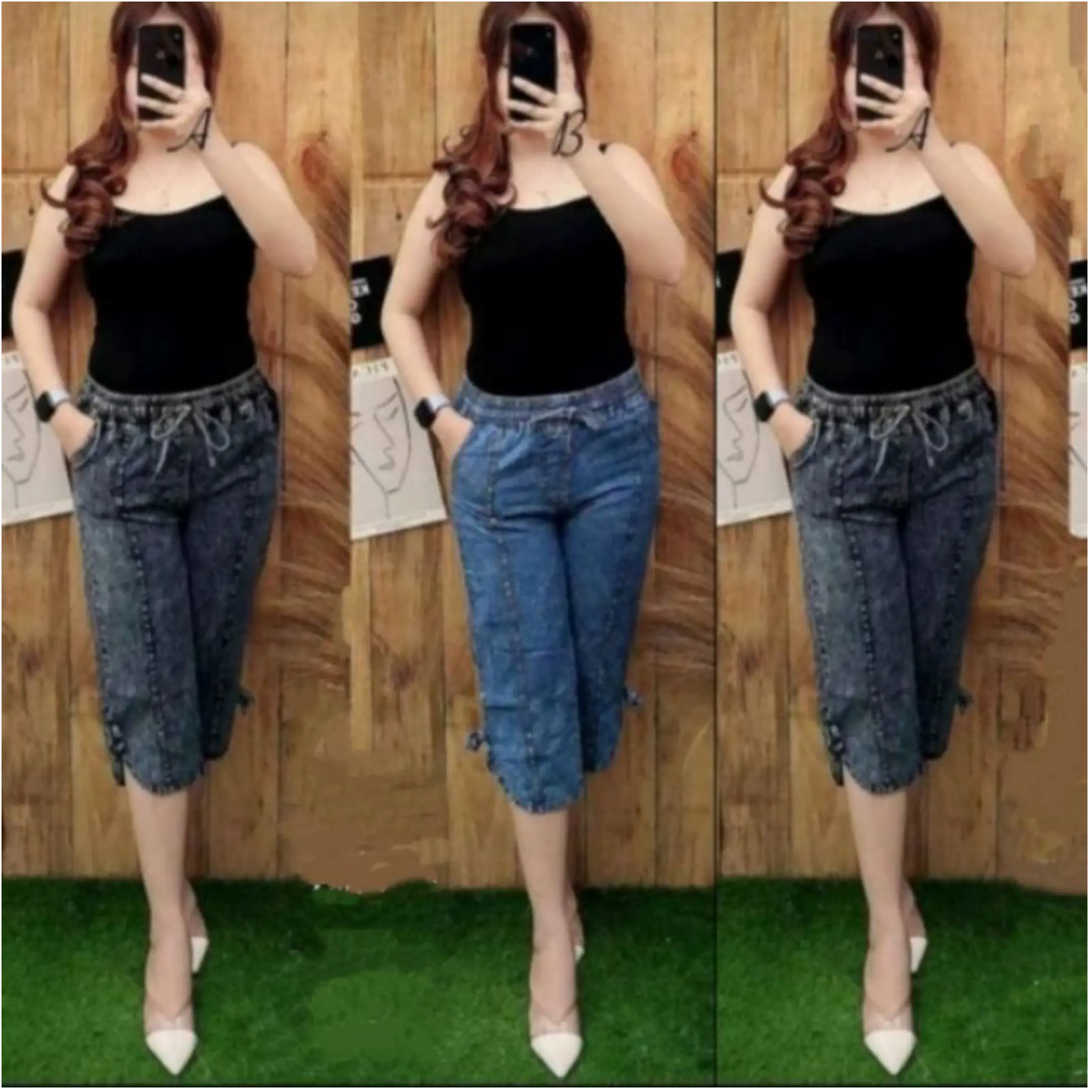 CELANA BAGGY PANTS JEANS GEMINI PANTS kantong karet Panjang Pita