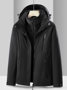 Women's 3 in 1 Detachable Liner Jacket, Casual Long Sleeve Zip Up Hooded Outerwear for Fall & Winter, Ladies Clothes for Daily Wear