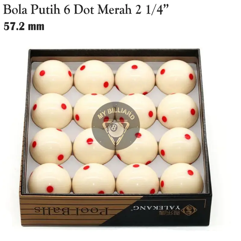 Bola Billiard Putih 57.2mm 6 Black Dot dan 6 Red Dot - White Billiar Ball 9 Feet ft gaco gacoan 1