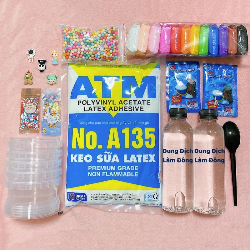 Bộ Kit Làm Slime 32 Món Cao Cấp - Tặng Kèm Set 5 Màu Thực Phẩm - Nguyên Liệu Làm Các Slime Bơ Slime Mây Slime Cơ Bản