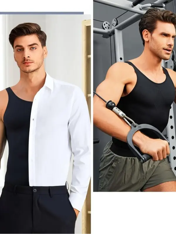 Men's Solid Color Compression Shapewear Vest, Casual Comfortable Breathable Tummy Control Shaper Tank Top, Men's Shapewear Top for Daily Wear 8