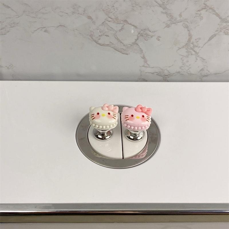 Nút bấm bồn cầu mèo kitty dễ thương dài làm móng tay phụ trợ nút tạo tác không thấm nước bình chứa nước đa năng nhỏ 2