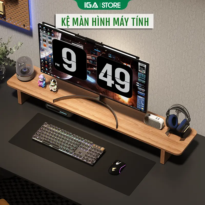 Kệ để màn hình máy tính decor góc làm việc thương hiệu IGA - GA28