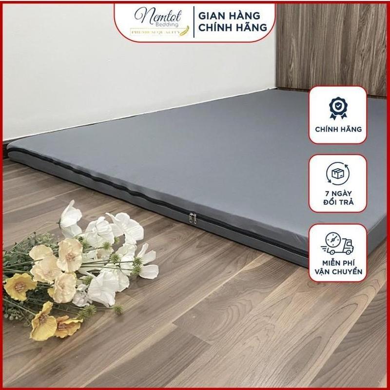 Áo Bọc Nệm 2 Mặt Có Dây Kéo Cho Nệm Thẳng Vải Thun Lạnh Hàn Quốc, Ga Nệm 2 Mặt Có Khóa Kéo, Áo Nệm Đủ Size Mã Màu Xám Chì_Nemtot Bedding