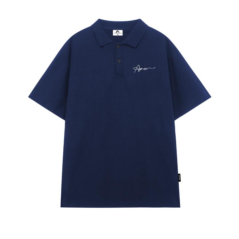 Áo Polo Local Brand Amee Studio / Logo thêu Ngắn Tay Có Cổ Cotton