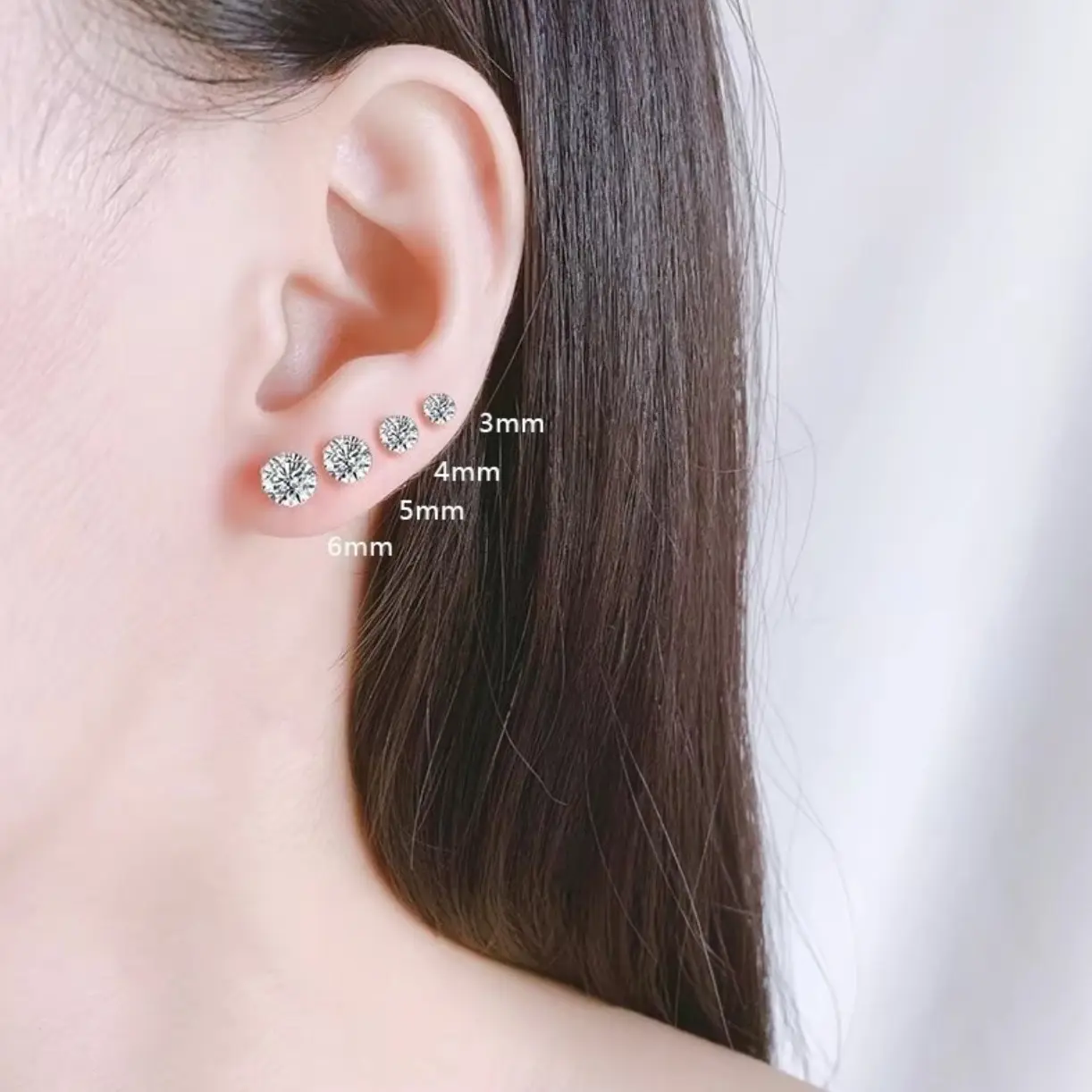 1 đôi bông tai bạc nụ nam nữ Size 6mm