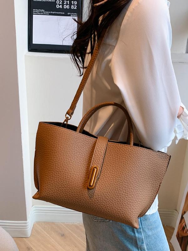 Women's Solid Color Shoulder Bag, Fashionable PU Leather Crossbody Bag for Daily Used, Casual Trendy Versatile High-quality Daily Commuting Bag 7