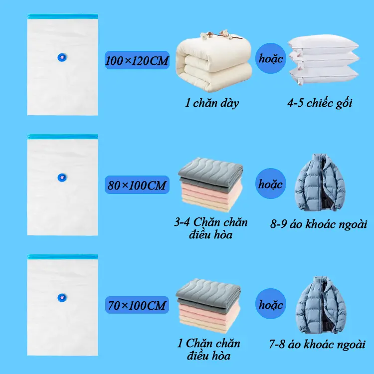 5 Túi hút chân không quần áo, túi nén chân không cho chăn gối, quần áo túi đựng đồ 8