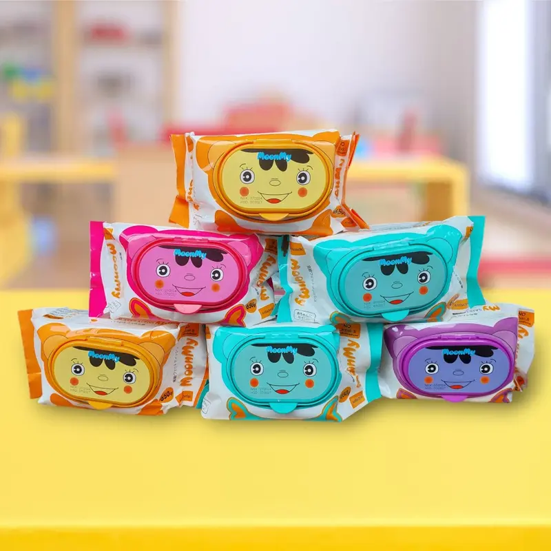 Thùng 10 gói khăn ướt Baby wipes 650 gram, gói to,khổ 15x20 vải bi dày dặn,khăn ướt không mùi Cho Bé Voi 2