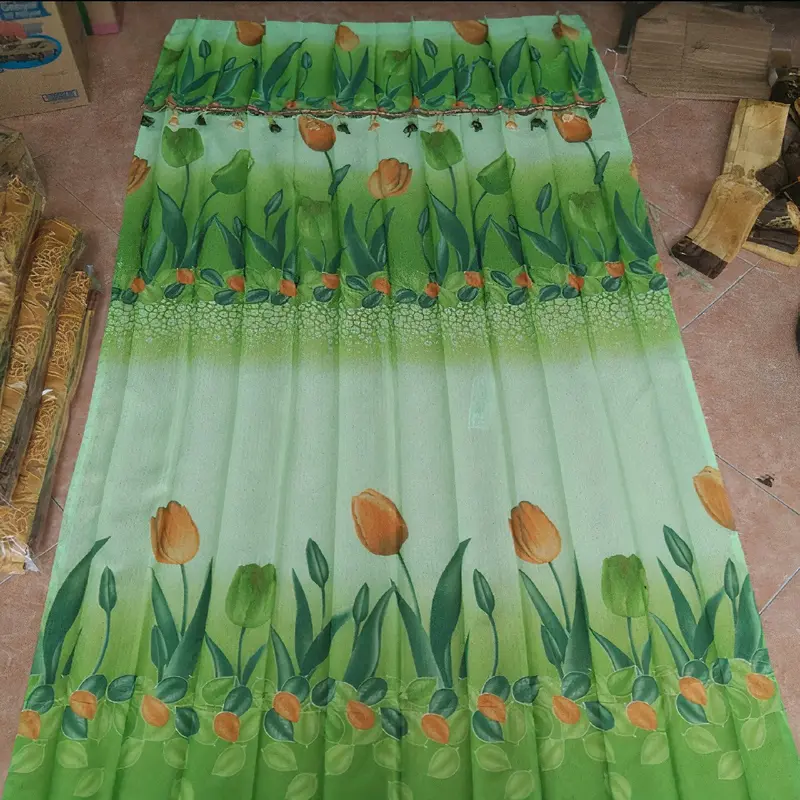 Gorden Ami Jendela Pintu GA-01 Gorden Plisket Motif Bunga Tulip dan bunga Mawar Kain Gorden 0