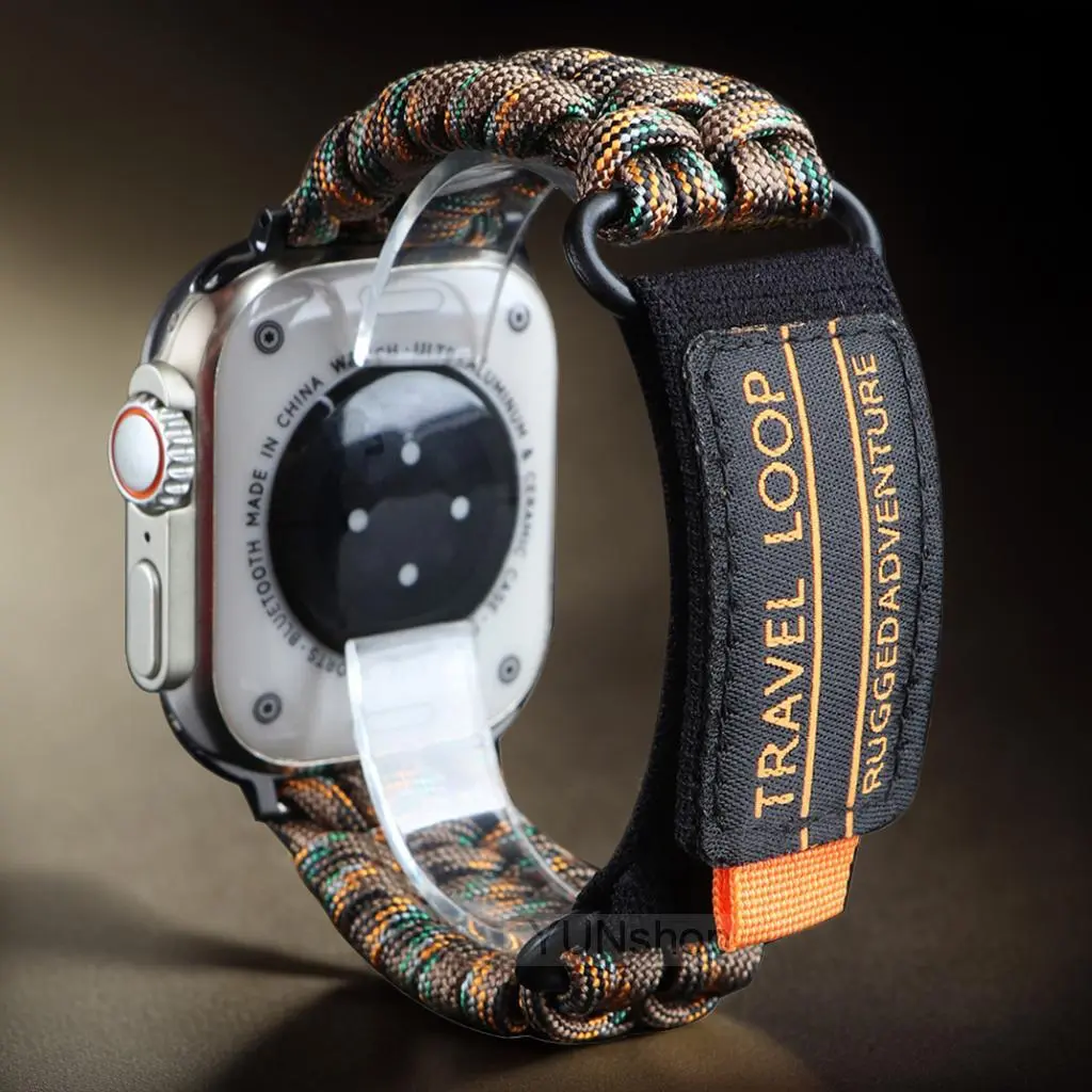 Handmade Braided Watch Band (Band Only), Elastic Watch Band for Apple Watch Series Ultra 2 1 10 9 8 7 6 SE 5 4 3, Outdoor Watch Band for Men & Women, Wearable