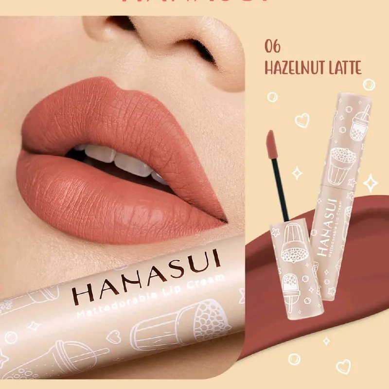 HANASUI Mattedorable Lip Cream Boba Edition Tahan Lama Bibir Lipstick Lipcream Matte Black Gloss lipstik 8