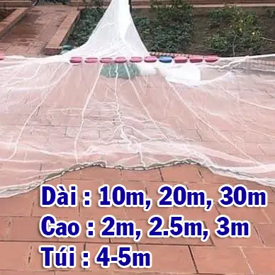 Lưới Vét Cá Dài 10m, 20m, 30m Cao 2m, 2.5m, 3m - Lưới Kéo Tôm Tép - Lưới Quét Ao Hồ Sông Suối Chất Lượng Cao 0