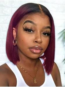 Lace Front Wigs Human Hair, Gorgeous Reddish Bob Wigs for Women, Shoulder Length Straight Wigs, Human Hair Wigs for Party, Daily Use