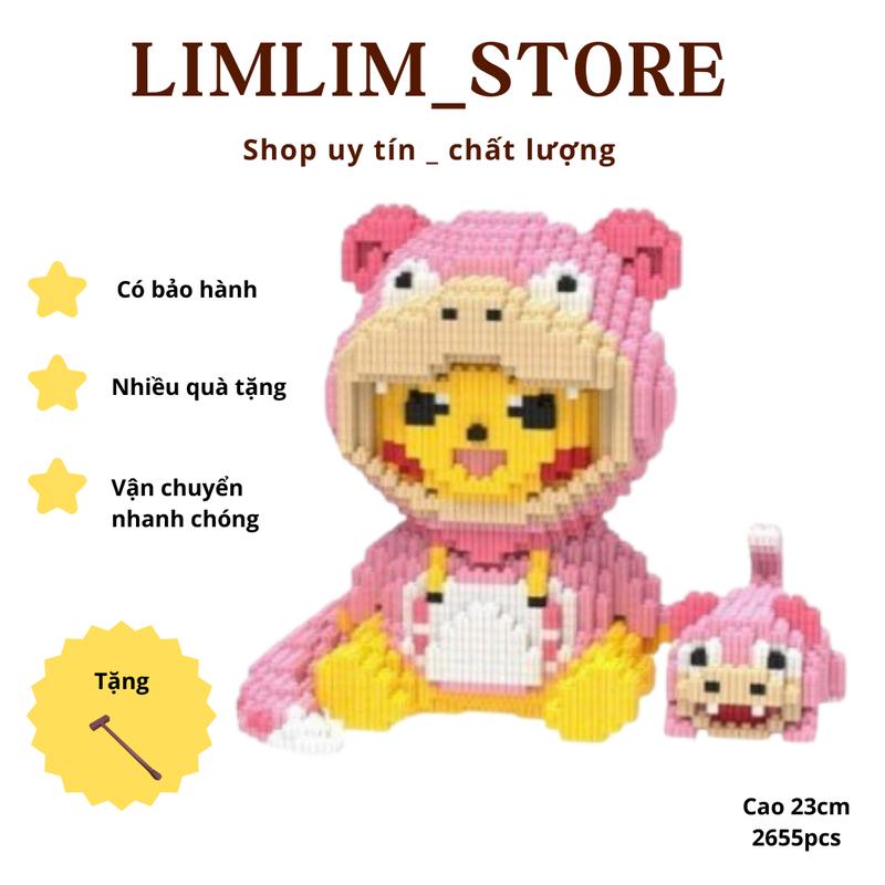Trò chơi lắp ghép Pikachu Hà Mã 23cm ( Kèm búa đèn) Đồ Chơi Toy Lắp Ráp Tháo Lắp Bộ Lắp Ráp Xếp Hình Ghép Hình