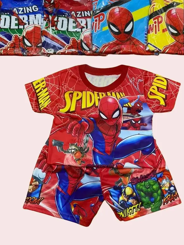 combo 3 bộ quần áo siêu nhân có tay chất vải thun 3d giành cho bé trai- 3bộ 3 màu khác nhau Tee T Tã 0