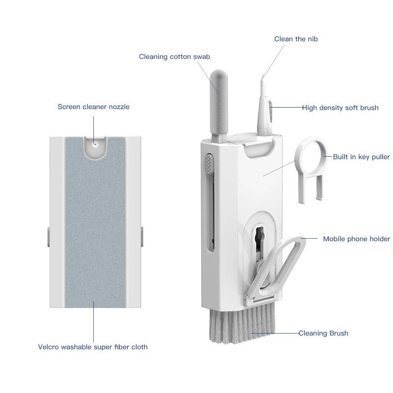 8-in-1 Multifunctional Cleaning Kit, Portable Phone & Keyboard Cleaning Tool, Phone Holder Cleaning Brush 7