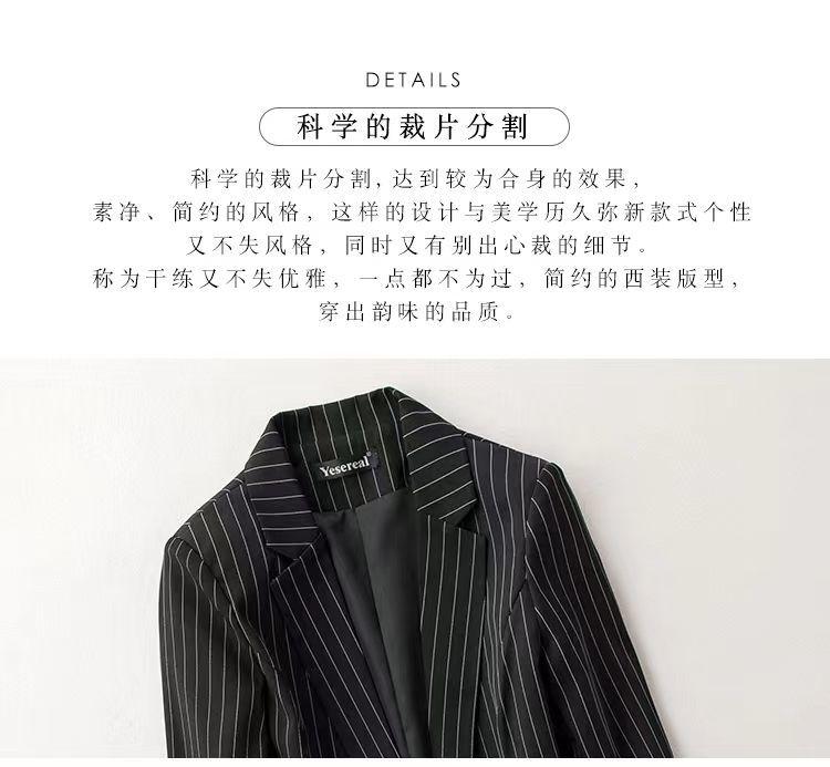 Product Introduction of Áo Khoác Blazer Sọc, Dành Cho Nữ, Phong Cách Hàn Quốc, Hàng Mới Về Mùa Xuân Và Mùa Thu 2024, Dễ Phối Đồ, Ngoại Cỡ, Bộ Đồ Hợp Xu hướng, Đánh Giá Tích Cực 703, Thích Hợp Cho Mùa Xuân Và Mùa Thu 3