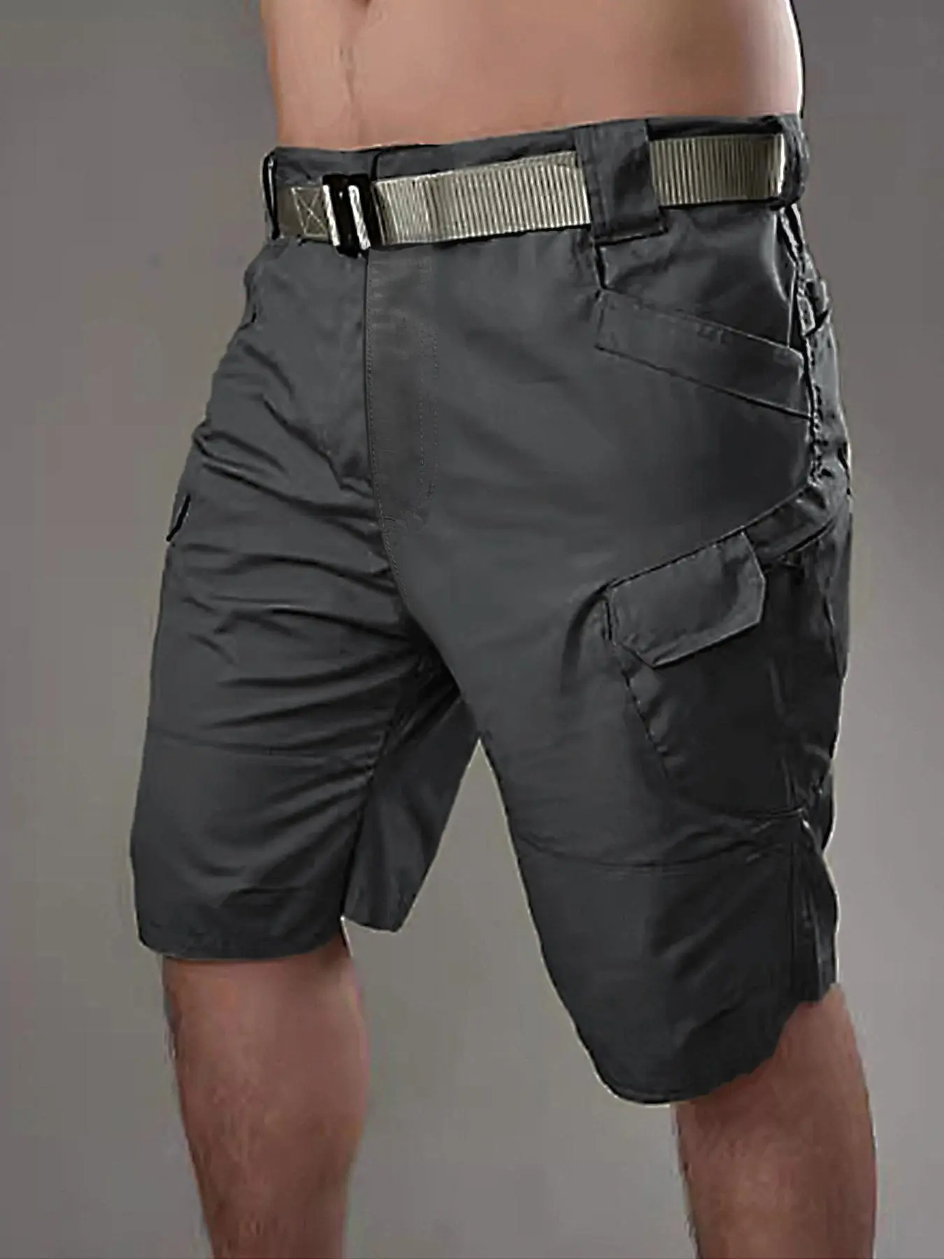 Men's Solid Flap Pocket Cargo Shorts, Casual Regular Fit Multi-Pocket Shorts for Summer, Fashion Men's Bottoms for Daily Wear