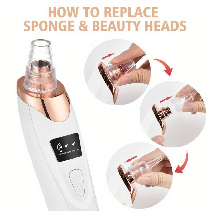 Product Introduction of USB Rechargeable Electric Pore ​​Cleanser, 1 Box Vacuum Suction Blackhead Instrument with 5 Beauty Heads & Acne Needles, Facial Beauty Instrument, Christmas 4