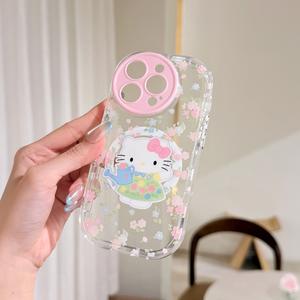 เคสโทรศัพท์แมวคิตตี้น้ำสำหรับ iPhone 16 Pro Max ดีไซน์การ์ตูนน่ารัก เคสโทรศัพท์ 15 ใหม่ 14 Girly หวานและเท่ สไตล์เกาหลี ฝาครอบป้องกันกันกระแทก