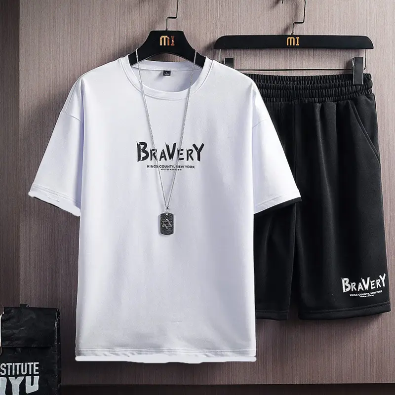 Bộ quần áo nam thể thao thun lạnh co dãn nhanh khô in chữ Ground Menswear 7