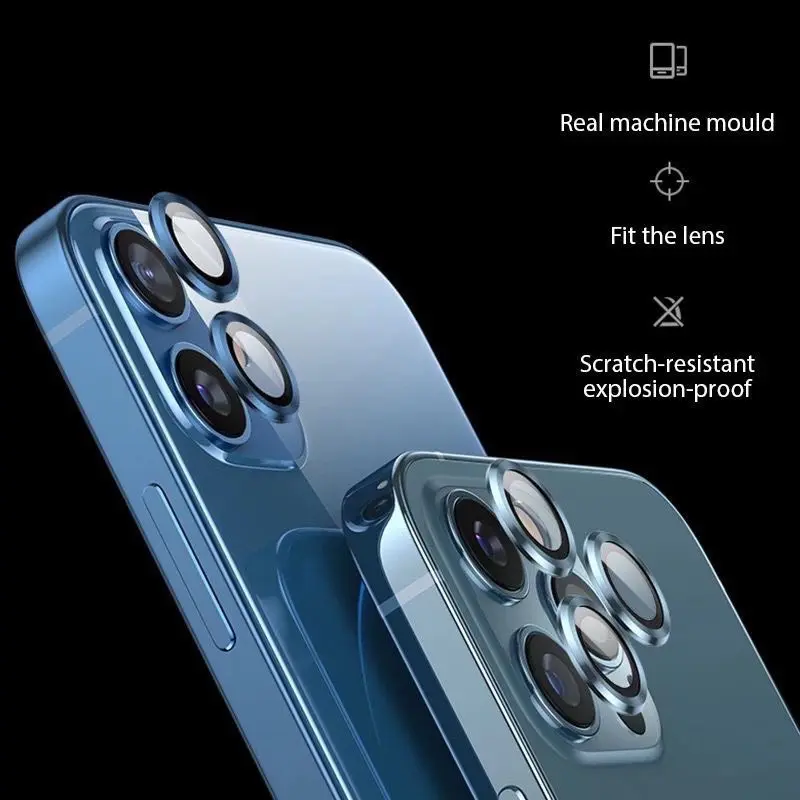 [HARGA SUDAH 1 SET SESUAI TYPE HP] Tempered Glass Metal Ring Camera Lens Protector IP 11 12 13 14 PRO MAX PLUS MINI Anti Gores Kamera Antigores Pelindung Lensa 2