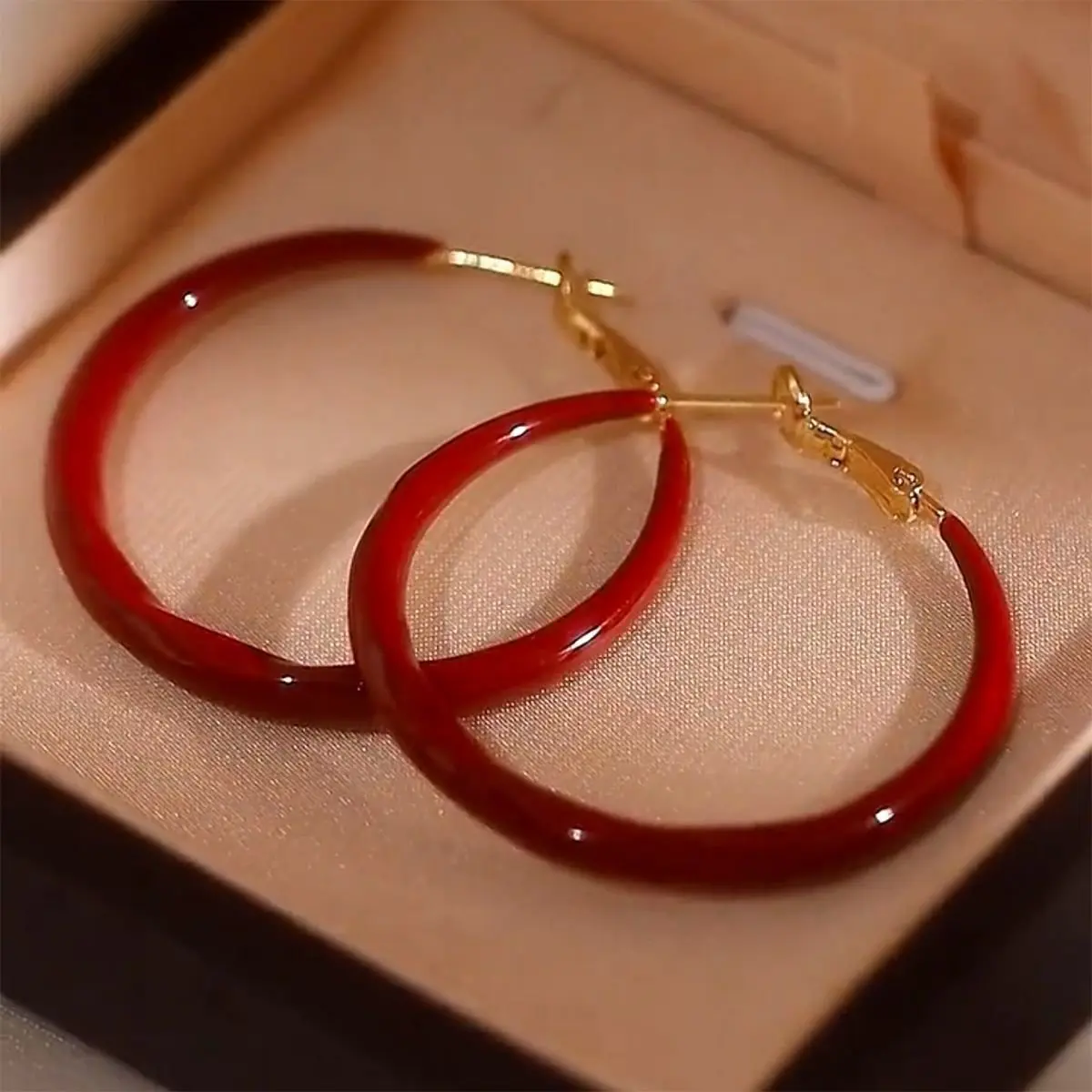 New Fashion Trends for Autumn and Winter Simple and Versatile Large Red Circular Earrings Exquisite and Elegant They Are Exclusive and High End Giving  Effect To The Ears Women's Earrings