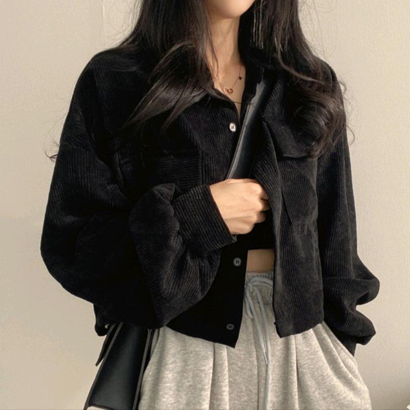 M FESYEN | JEYA JAKET WANITA KEKINIAN KOREAN STYLE | KEMEJA WANITA CROP TOP LENGAN PANJANG | OUTFIT WANITA KEKINIAN | OOTD KOREAN STYLE | OUTER WANITA | JAKET CORDUROY | JAKET OVERSIZE 6