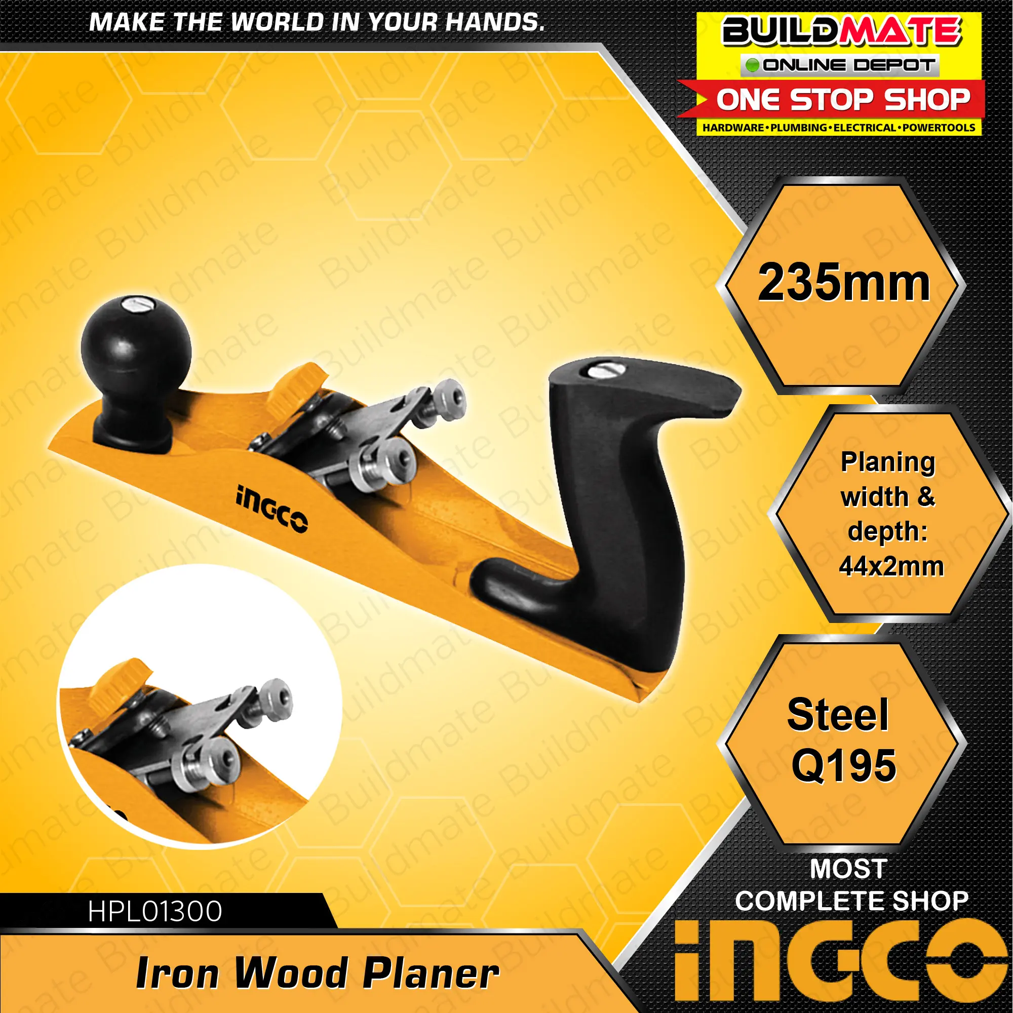 INGCO Iron Wood Planer 235mm HPL01300  •BUILDMATE• IHT