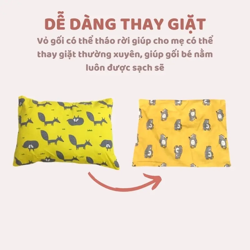 ( Được chọn màu) Gối MUJI COTTON Xuất Nhật cho bé ( 100% bông trắng , vỏ có khoá kéo) 1